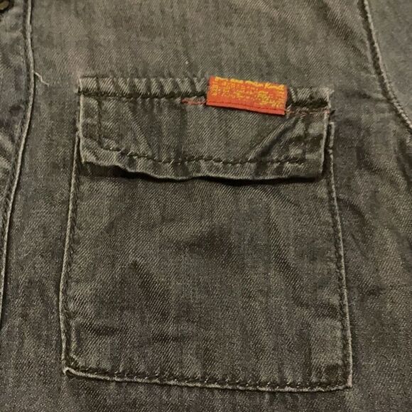 74AMK Boys Dk Blue Denim Short-sleeve Button Down - Picture 2 of 6